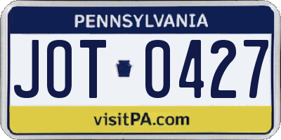 PA license plate JOT0427