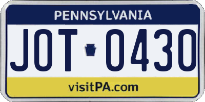 PA license plate JOT0430