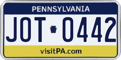 PA license plate JOT0442