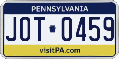 PA license plate JOT0459