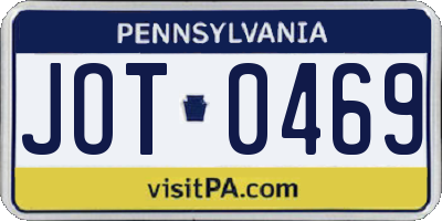 PA license plate JOT0469