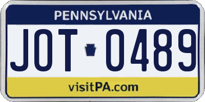 PA license plate JOT0489