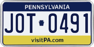 PA license plate JOT0491