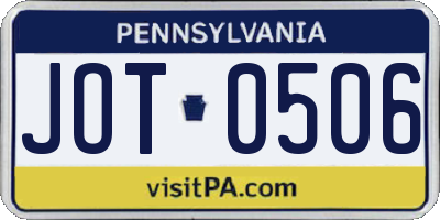PA license plate JOT0506