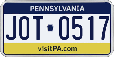 PA license plate JOT0517