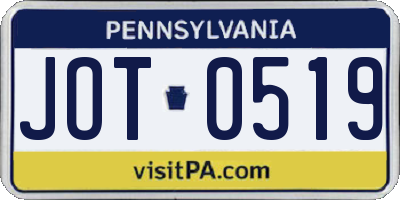 PA license plate JOT0519