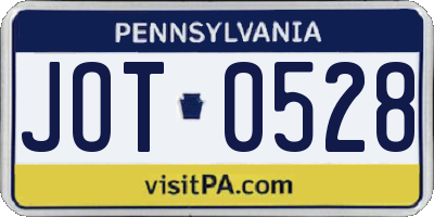 PA license plate JOT0528