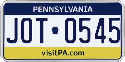 PA license plate JOT0545