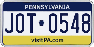 PA license plate JOT0548