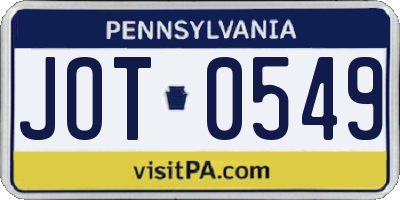 PA license plate JOT0549