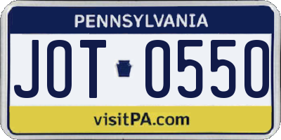 PA license plate JOT0550