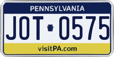 PA license plate JOT0575