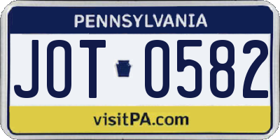 PA license plate JOT0582