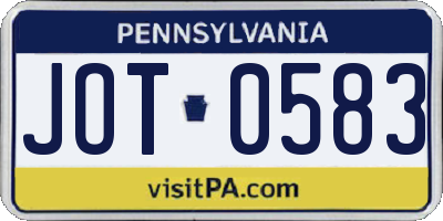 PA license plate JOT0583