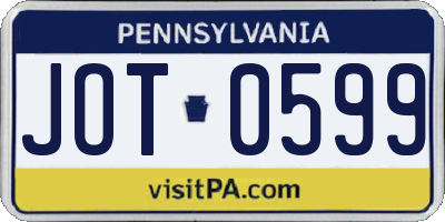 PA license plate JOT0599