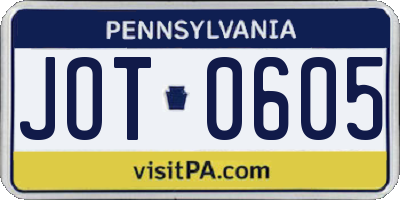 PA license plate JOT0605