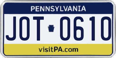 PA license plate JOT0610