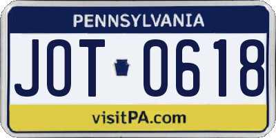 PA license plate JOT0618