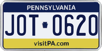 PA license plate JOT0620
