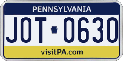 PA license plate JOT0630