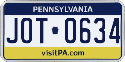 PA license plate JOT0634