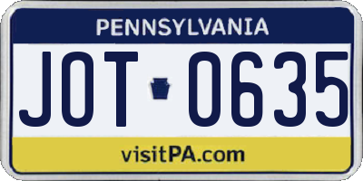 PA license plate JOT0635