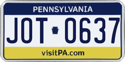 PA license plate JOT0637