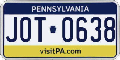 PA license plate JOT0638