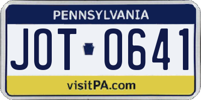 PA license plate JOT0641