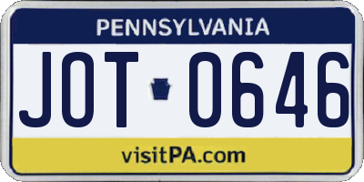 PA license plate JOT0646
