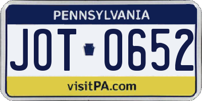 PA license plate JOT0652