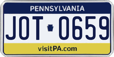PA license plate JOT0659