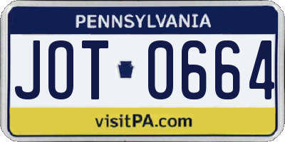 PA license plate JOT0664