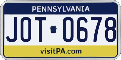PA license plate JOT0678