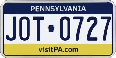 PA license plate JOT0727