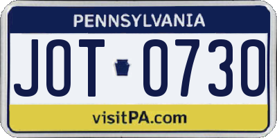 PA license plate JOT0730