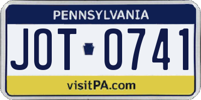 PA license plate JOT0741