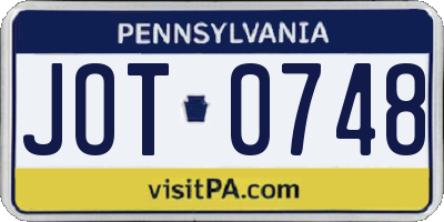 PA license plate JOT0748