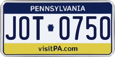 PA license plate JOT0750