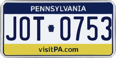 PA license plate JOT0753