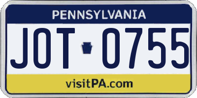 PA license plate JOT0755