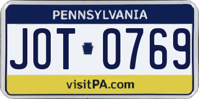 PA license plate JOT0769