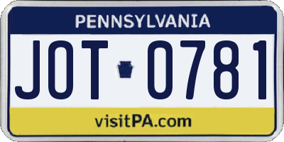 PA license plate JOT0781
