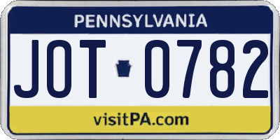 PA license plate JOT0782