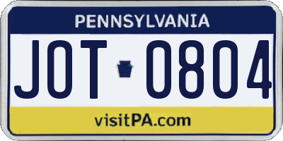 PA license plate JOT0804