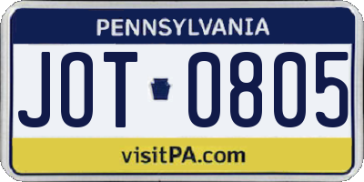 PA license plate JOT0805