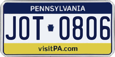 PA license plate JOT0806