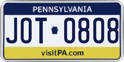 PA license plate JOT0808