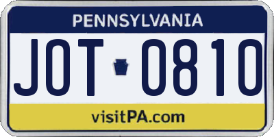 PA license plate JOT0810