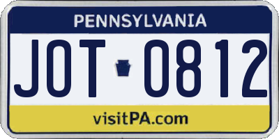 PA license plate JOT0812